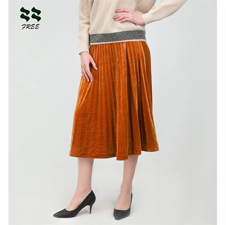 velevt pleated maxi skirt